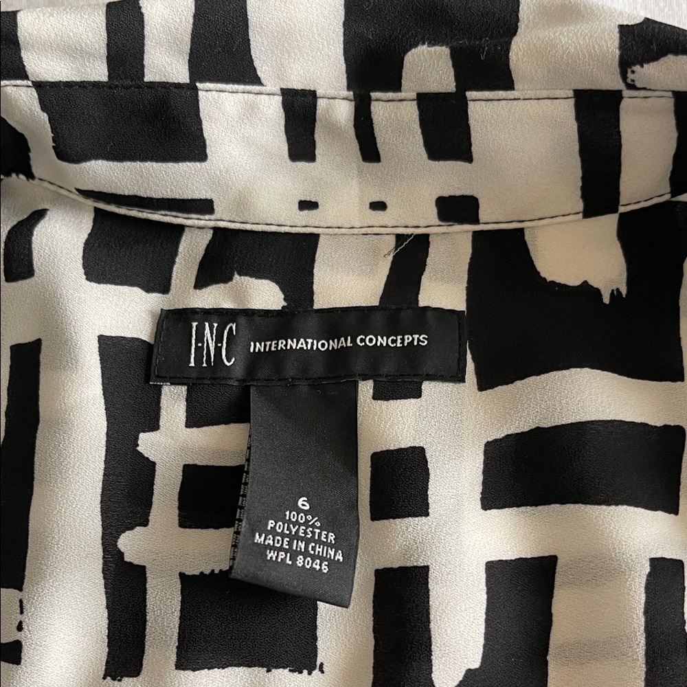INC Black and White Blouse